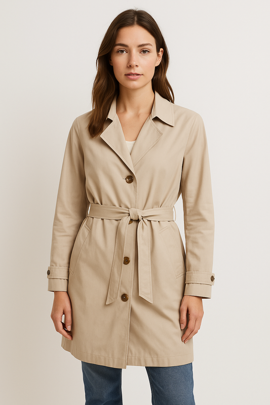 Maya - Women’s Lightweight Trench Coat With Belted Waist