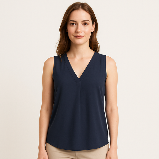 Hannah - Women’s Sleeveless Blouse With V Neck
