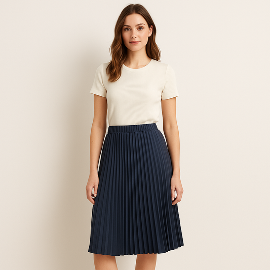Clara - Women’s Pleated Midi Skirt With Elastic Waist